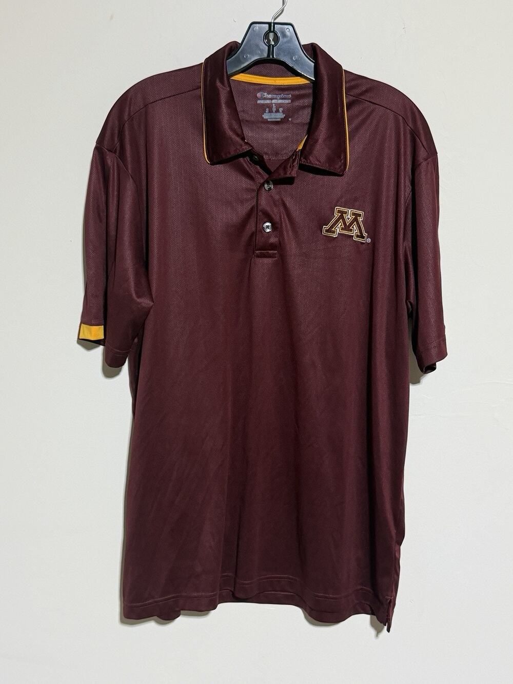 Champion University of Minnesota Maroon Embroidered Logo 2-sided Polo Mens Large